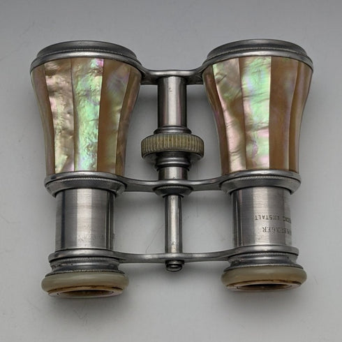 German vintage mother of pearl decoration opera glasses binoculars original case